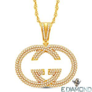 10 Karat Solid Gold, 2.75 Carat SI1 Natural Diamond Gucci Style Pendant